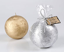Vela BOLA Grande (PRATA OU DOURADA) diâm 10cm